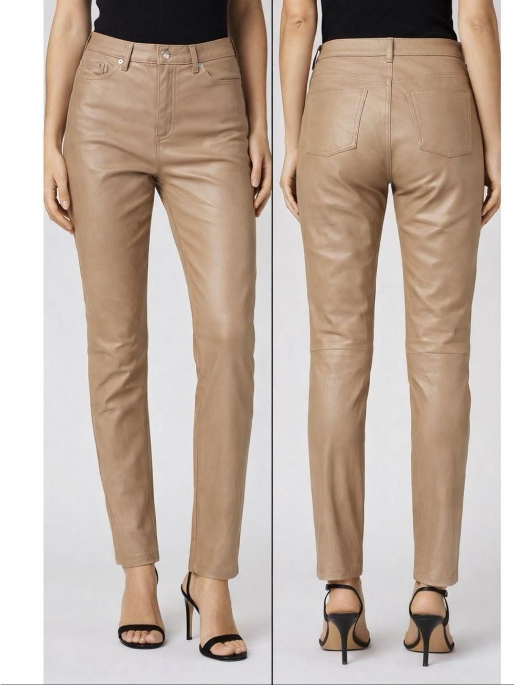 7 For All Mankind Women's Faux Leather Pants Large Tan Pants